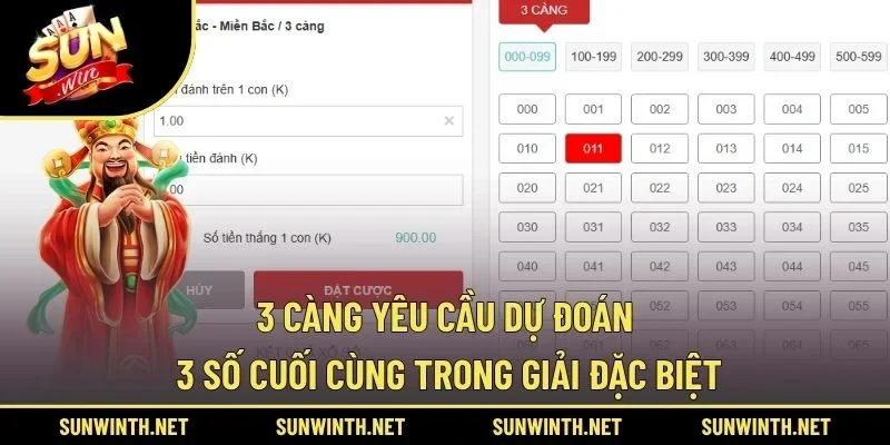 3 càng yêu cầu dự đoán 3 số cuối cùng trong giải đặc biệt