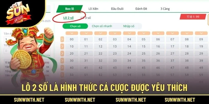 Lô 2 số là hình thức cá cược được yêu thích